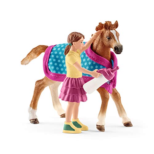 schleich 42361 Fohlen mit Decke, ab 5 Jahren, HORSE CLUB - Spielset, 4 Teile, exklusiv bei Amazon von SCHLEICH