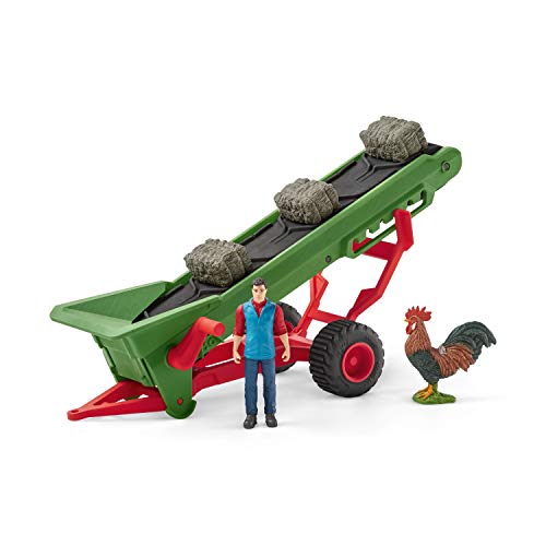 Schleich 42377 Farm World Spielset - Heuförderband mit Bauer, Spielzeug ab 3 Jahren von SCHLEICH