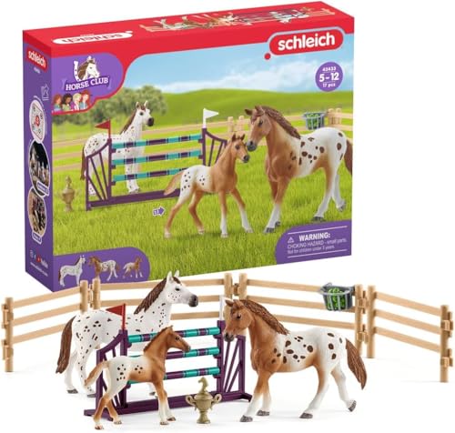 schleich 42433 HORSE CLUB Lisas Turnier-Training, 17 Teile Spielset mit 3x schleich Pferde Figuren und Zubehör, Spielzeug für Kinder ab 5 Jahren von SCHLEICH