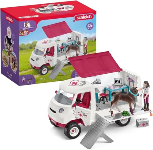 schleich 42439 HORSE CLUB Mobile Tierärztin mit Hannoveraner Fohlen, 37 Teile Spielset mit schleich Pferde Figur und vollbeweglicher Tierärztin Figur, Tierarzt Spielzeug für Kinder ab 5 Jahren von SCHLEICH