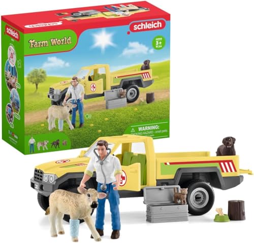 schleich 42503 Tierarztbesuch auf dem Bauernhof, für Kinder ab 3+ Jahren, FARM WORLD - Spielset von SCHLEICH