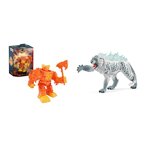 SCHLEICH 42545 Spielfigur - Eldrador Mini Creatures Lava-Roboter (Eldrador® Creatures) & 70147 Spielfigur - Eistiger, Mehrfarbig von SCHLEICH