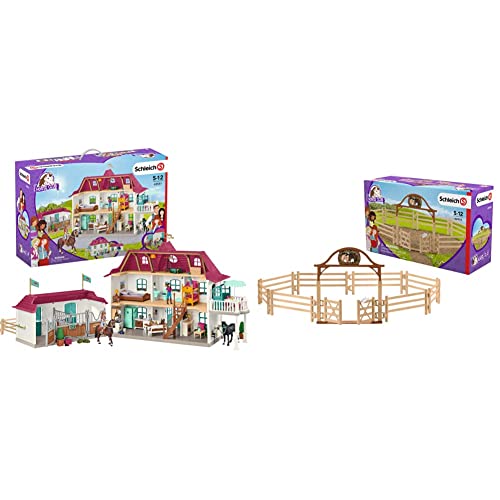 Schleich 42551 Spielset - Horse Club Lakeside Pferdehof (Horse Club) & 42434 - Pferdekoppel mit Eingangstor von SCHLEICH