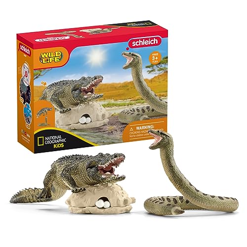 schleich WILD LIFE 42559 Gefahr im Sumpf Alligator und Schlange - 5-Teiliges Realistisches Tiere Set Spielzeug mit Nest und Eiern, Pädagogisches Tiere Figuren Set für Kinder ab 3 Jahren von SCHLEICH