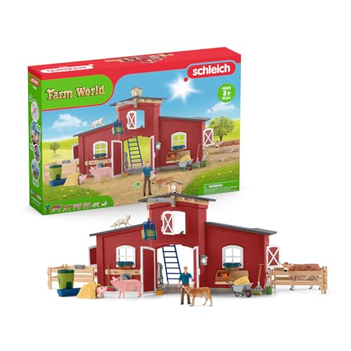 schleich 42606 Große Farm mit Tieren und Zubehör, ab 3 Jahren, FARM WORLD - Spielset, 64 Teile von SCHLEICH