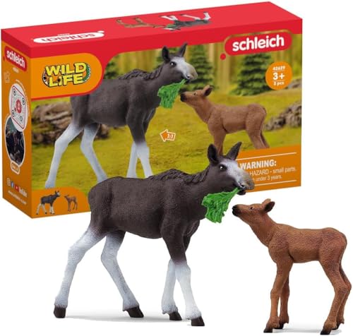 schleich WILD LIFE 42629 Elch und Kalb Spielset - Tiere Set - Naturgetreues Tiere Figuren Set für Jungen und Mädchen ab 3 Jahren, Braun-grau von SCHLEICH