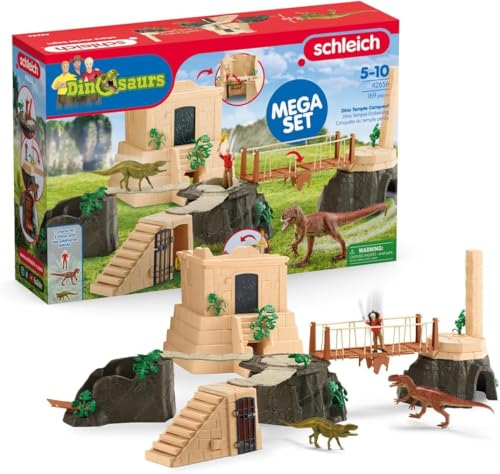 schleich DINOSAURS 42656 | Dino Tempel-Eroberung Mega-Set | mit Flynn, 2 Dinos und einem Schatz | tolles Geschenk für Mädchen und Jungen | Spielzeug ab 5 Jahren | Dinosaurier Set aus 169 Teilen von SCHLEICH