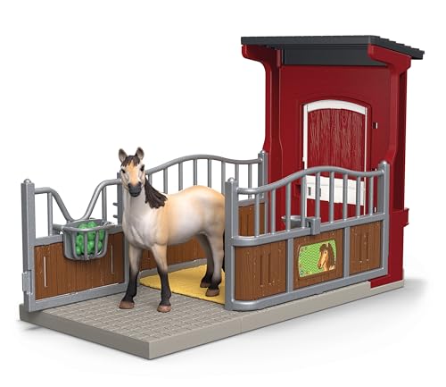 schleich FARM WORLD | Ponybox mit Mustang Stute 42724 | Set aus Pferd, Pferdebox und Pferde Zubehör | detaillierte Tierfiguren | Bauernhof Spielzeug für Kinder ab 3 Jahre | Set aus 19 Teilen von SCHLEICH