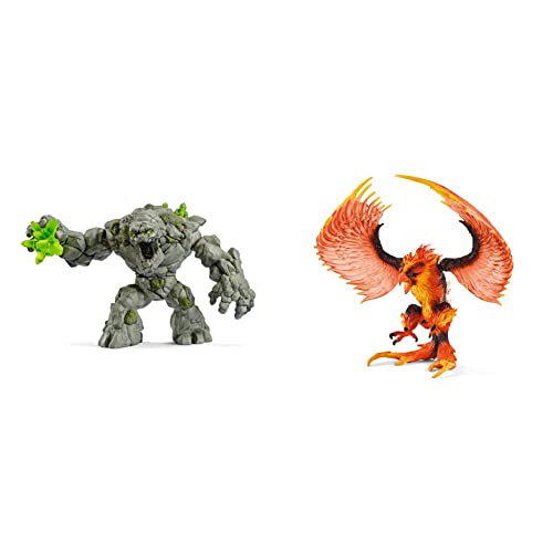 SCHLEICH 70141- Steinmonster Spielzeug,9.3 x 17.7 x 12 cm & 42511 Eldrador Creatures Spielfigur - Feueradler, Spielzeug ab 7 Jahren,8.2 x 15.5 x 18 cm von SCHLEICH