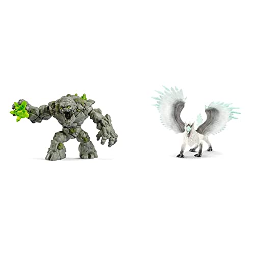 SCHLEICH 70141- Steinmonster Spielzeug,9.3 x 17.7 x 12 cm & 70143 Eldrador Creatures Spielfigur - Eisgreif, Spielzeug ab 7 Jahren von SCHLEICH