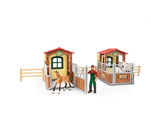 Schleich Farm World - Bauernhof Spielzeug für Mädchen und Jungen im Alter von 3-8 Jahren, 16-teiliges Spielset, Tierarztbesuch im Pferdestand von SCHLEICH