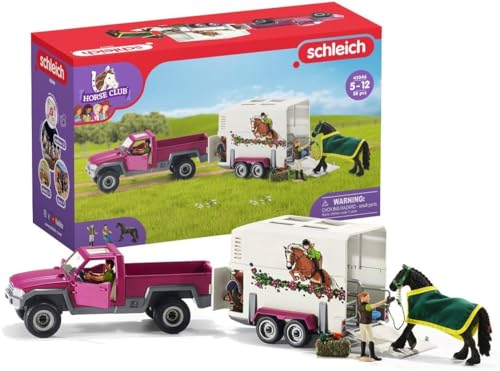 schleich 42346 HORSE CLUB Pick-up mit Anhänger für Pferde, 38 Teile Spielset mit schleich Pferde Figur, 2x menschliche Figur & Zubehör, Spielzeug für Kinder ab 5 Jahren von SCHLEICH