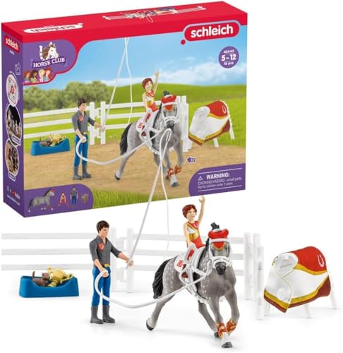 schleich HORSE CLUB | Mias Voltigier-Reitset 42443 | Spielset inkl. Mia, ihrem Pferd, Reitlehrer Figur und Zubehör | tolles Geschenk für Mädchen und Jungen | Pferde Spielzeug ab 5 Jahren | 18 Teile von SCHLEICH