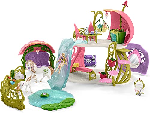 schleich 42445 Glitzerndes Blütenhaus mit Einhörnern, See und Stall, für Kinder ab 5-12 Jahren, BAYALA - Spielset von SCHLEICH