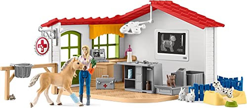 schleich 42502 Tierarzt-Praxis mit Haustieren, für Kinder ab 3+ Jahren, FARM WORLD - Spielset von SCHLEICH