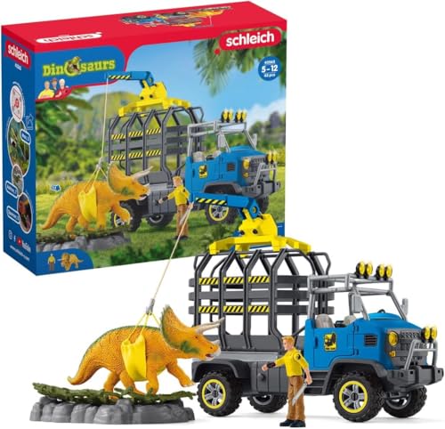 schleich 42565 DINOSAURS Dinosaurier Truck Mission, 43 Teile Spielset mit 1x Dinosaurier Figur, Ranger, Truck und weiterem Zubehör, Dinosaurier Spielzeug für Kinder ab 4 Jahren von SCHLEICH