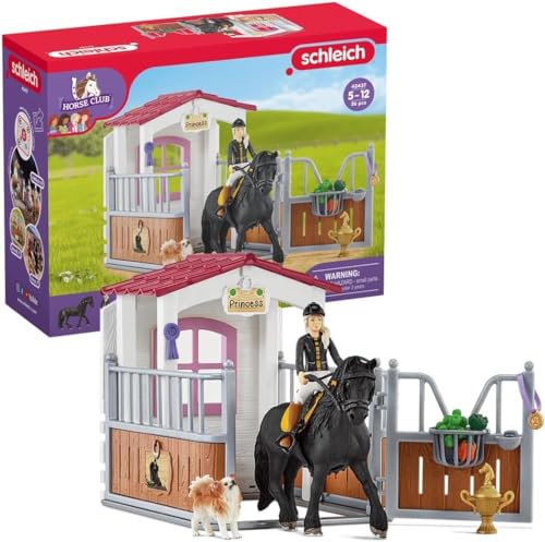 schleich 42569 HORSE CLUB Pferdebox mit HORSE CLUB Tori & Princess, 26 Teile Spielset mit schleich Pferde Figur, Reiterin & Hund, Spielzeug für Kinder ab 5 Jahren von SCHLEICH