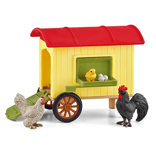 schleich FARM WORLD 42572 Bauernhof Mobiler Hühnerstall und Tiere - Realistischer Bauernhof mit Hahn und Küken, Hühnerstall und Eiern, Kreatives Bauernhof Spielzeug ab 3 Jahren von SCHLEICH