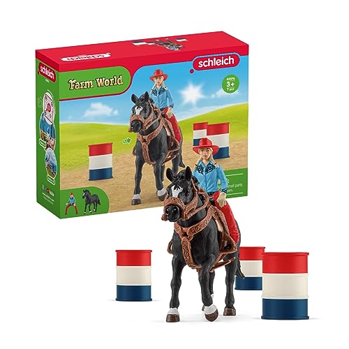 schleich 42576 Barrel Racing mit Cowgirl, für Kinder ab 3+ Jahren, FARM WORLD - Spielset von SCHLEICH