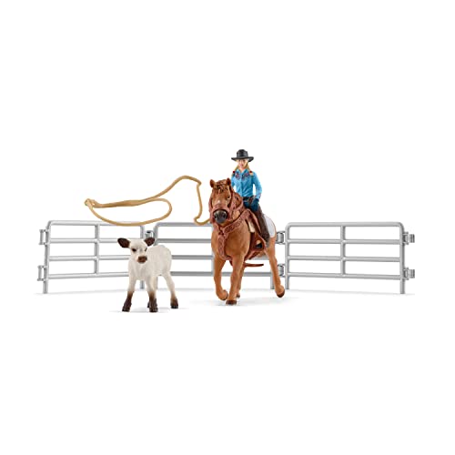 schleich 42577 Team Roping mit Cowgirl, für Kinder ab 3+ Jahren, FARM WORLD - Spielset von SCHLEICH