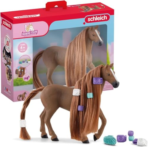 schleich HORSE CLUB Sofia's Beauties 42582 Englisch Vollblut Stute Spielset - Realistisches Pferdespielzeugset mit Pferd mit Mähne & Zubehör für Fantasievolles Spiel Pferde Spielzeug ab 5 von SCHLEICH