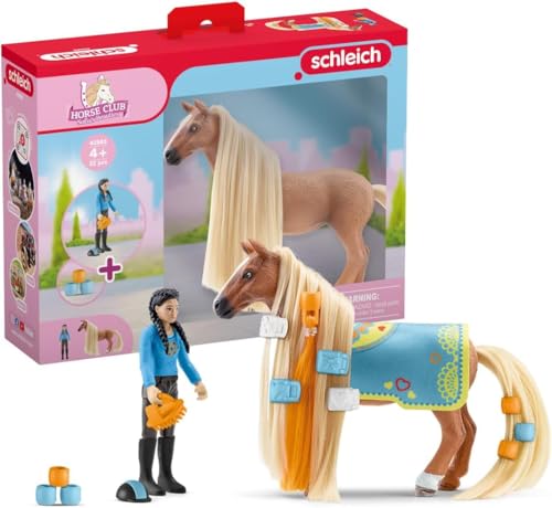 schleich HORSE CLUB 42585 Sofia's Beauties 18-Teiliges Pferde-Beauty-Set - Reiterin Kim und Pferd mit Mähne und Schweif zum Striegeln plus Zubehör, Pferde Spielzeug ab 5 Jahren von SCHLEICH