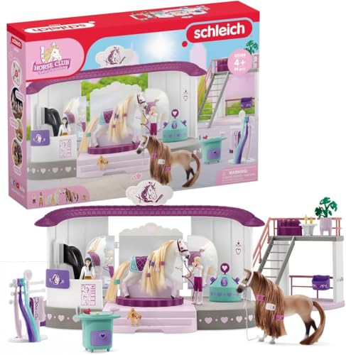 schleich HORSE CLUB 42588 Sofia's Beauties Pferde Beautysalon mit Stall, Bürsten-Zubehör, Figuren - 99-teiliges Spielset mit Pferd mit Mähne zum Striegeln - Pferde Spielzeug ab 4 Jahren von SCHLEICH