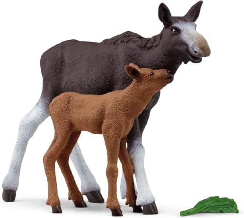 schleich 42603 Elchkuh mit Kalb (NatGeo), für Kinder ab 3+ Jahren, WILD LIFE - Spielset von SCHLEICH