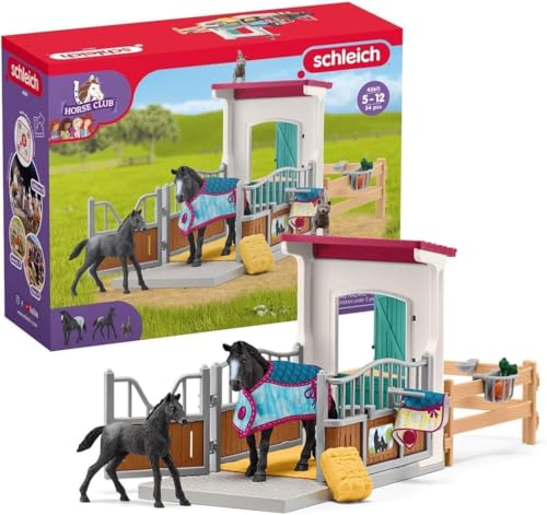 schleich HORSE CLUB | Pferdebox mit Stute und Fohlen 42611 | 2 schleich Pferde und viel Zubehör | tolles Geschenk für Mädchen und Jungen | Pferde Spielzeug für Kinder ab 5 Jahren | Set aus 34 Teilen von SCHLEICH