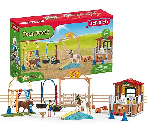 schleich 72149 Agility bei der Pferdebox, ab 3 Jahren, FARM WORLD - Spielset, Teile von SCHLEICH