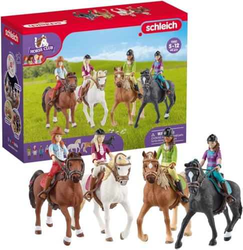 schleich HORSE CLUB | Ausritt 72221 | 4 bewegliche Figuren und 4 Pferde | tolles Geschenk für Mädchen und Jungen | Pferde Spielzeug für Kinder ab 5 Jahren | Set aus 40 Teilen | exklusiv bei Amazon von SCHLEICH