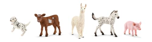 schleich "Baby-Tierset" bestehend aus Knabstrupper Fohlen, Texas Longhorn Kalb, Lama, Dalmatiner Welpe und Ferkel von SCHLEICH