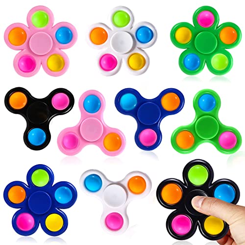 SCIONE 10er Set Pop Fidget Spinner Push Bubble Pop Einfaches Fidget Toy für Kinder Erwachsene, Ostern Party Geschenke Geschenktüte Füller Sensorisches Fidget Set ADHD Anti Angst Stressabbau Spielzeug von SCIONE