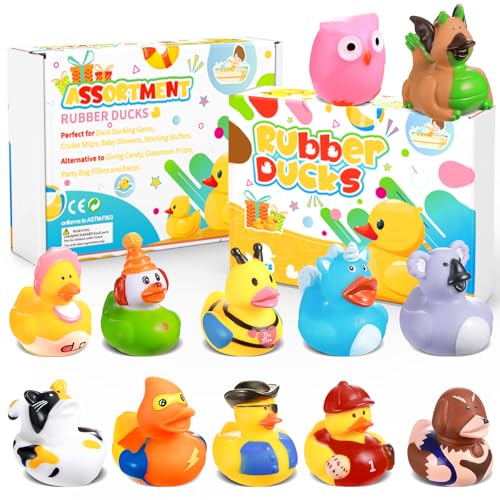 SCIONE 12 Stück Badeente Lustige Gummi Ente Strand Gummiente Kinder Badespielzeug für Badewannen von SCIONE