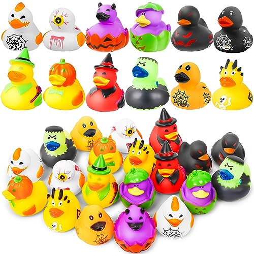 SCIONE 24PCS Halloween Gummi Enten Badespielzeug Party Tasche Füller für Kinder niedlich Pool Spielzeug für Baby-Dusche für Kinder Klassenzimmer Geschenk Auszeichnungen Geburtstag Party von SCIONE