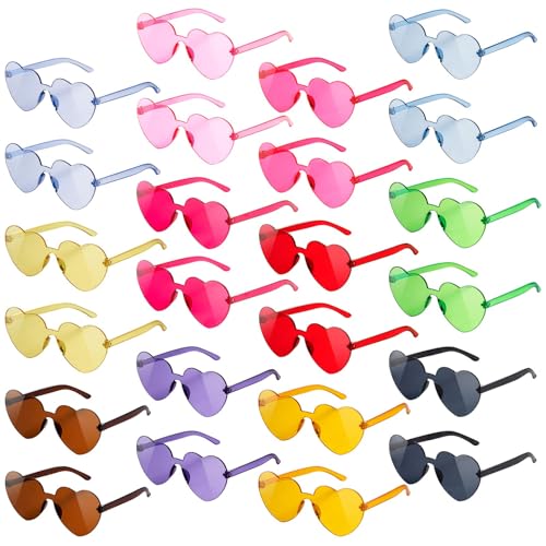 SCIONE 24er Partybrillen Bunte Herz Sonnenbrille für Kinder Partybrille Festival Brille für Geburtstag, Strand, Pool, Geschenke, Partyzubehör von SCIONE