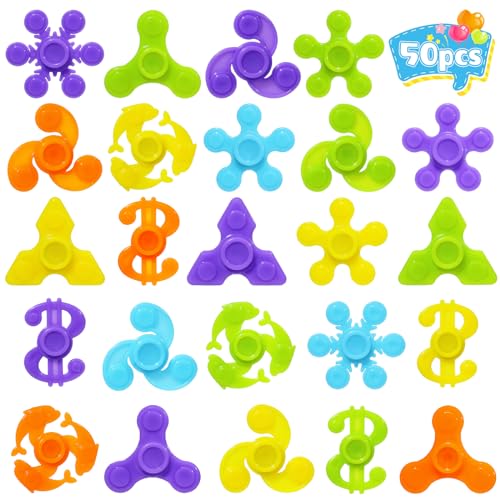 SCIONE 50 Stück Mini Fidget Spinner 7 Stile Finger Spinner Multifarbe Finger Spielzeug Anti Stress Angst Party Geschenk für Kinder von SCIONE