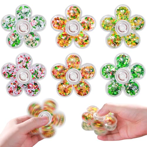 SCIONE 6 Pack Weihnachten Fidget Spinner Glitzernder Treibsand Fidgets Spielzeug Stress Angst Weihnachten Geschenke für Kinder Erwachsene von SCIONE