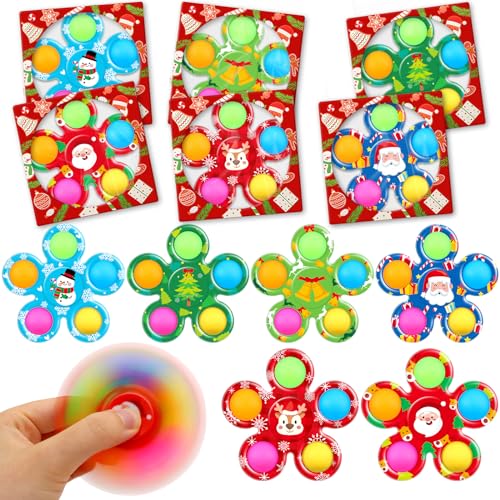 SCIONE 6 Pack Weihnachten Fidget Spinner für Kinder, Stressabbau Hand Spinner Fidget Pop Spinner Kinder Weihnachten Party Bag Fillers, Schule Klassenzimmer Preise, Weihnachts Geschenk von SCIONE