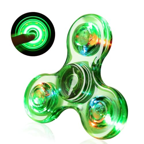 SCIONE Fidget Spinner,Leuchtende Fidget Toys Ostern Geschenke für Kinder LED Kristall Fidget Finger Toy Hand Fidget Spinner Spielzeug(Grün) von SCIONE