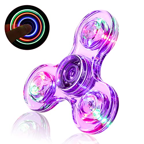 SCIONE Fidget Spinner,Leuchtende Fidget Toys für Kinder LED Kristall Fidget Finger Toy Hand Fidget Spinner Spielzeug(Lila) von SCIONE