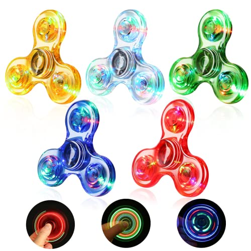 SCIONE Fidget Spinner 5er Set, Weihnachten Partygeschenke Leuchtende Fidget Toys Ostern Geschenke für Kinder-LED Kristall Fidget Finger Toy Hand Fidget Spinner Spielzeug von SCIONE