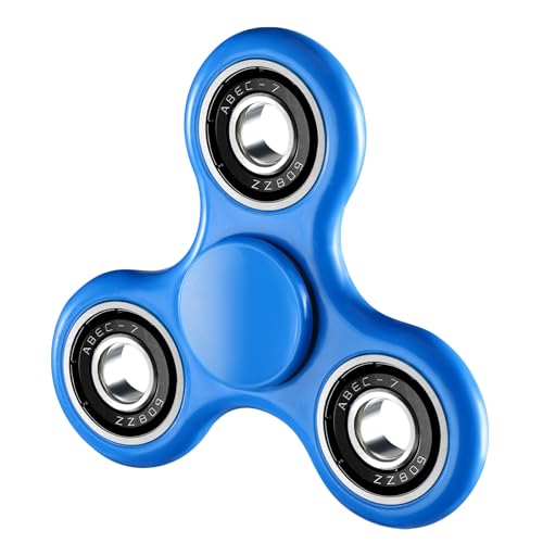 SCIONE Fidget Spinner Metall Hand Spinner Finger Toys Anti Stress Angst ADHD Relief Fidgets Spielzeug Geschenke für Kinder L-Blau von SCIONE