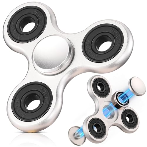 SCIONE Fidget Spinner Metall Sensory Fidget Toy, Cooler Metall Edelstahl-Handspinner Angst Stress Relief Geburtstag Geschenk für Kinder Erwachsene (Lagerkappen können demontiert Werden Montiert) von SCIONE