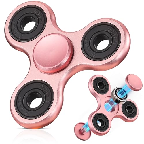 SCIONE Fidget Spinner Metall Sensory Fidget Toy, Cooler Metall Edelstahl Handspinner Angst Stress Relief Geburtstag Geschenk für Kinder Erwachsene Rosa (Lagerkappen können demontiert Werden Montiert) von SCIONE