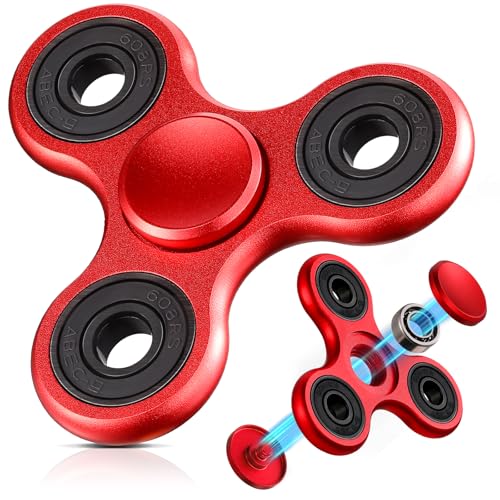 SCIONE Fidget Spinner Metall Sensory Fidget Toy, Cooler Metall Edelstahl-Handspinner Angst Stress Relief Geburtstag Geschenk für Kinder Erwachsene Rot (Lagerkappen können demontiert Werden Montiert) von SCIONE