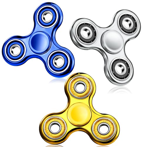 SCIONE Fidget Spinner Metall Spinner Anti Stress Angst Spielzeug ADHD Relief Fidgets Spielzeug für Kinder Gold Lila Blau von SCIONE