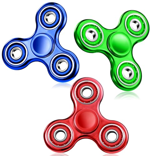 SCIONE Fidget Spinner Metall Spinner Anti Stress Angst Spielzeug ADHD Relief Fidgets Spielzeug für Kinder Rot Grün Blau von SCIONE