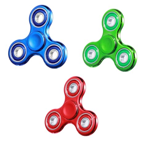 SCIONE Fidget Spinner Metall Spinner Anti Stress Angst Spielzeug ADHD Relief Fidgets Spielzeug für Kinder Rot Grün Blau von SCIONE