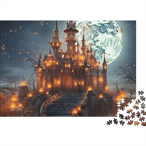 Puzzle Halloween Pumpkin Light Castle,Puzzle Für Erwachsene,Impossible Puzzle,uzzle Farbenfrohes Legespiel, Halloween Decoration Halloween Castle Erwachsenenpuzzle 1000pcs (75x50cm) von SCOOVY